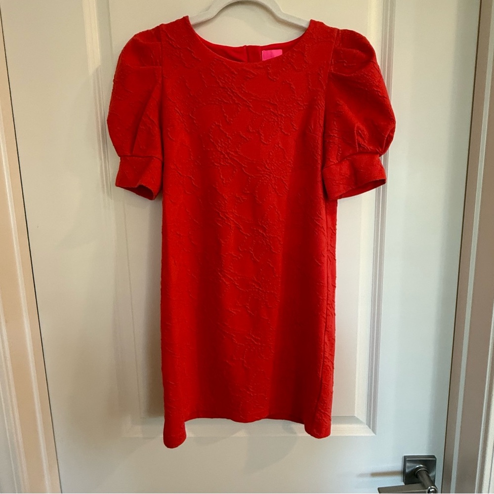 Lilly Pulitzer Girls Mini Knowles Dress Jacquard with Puff Sleeves